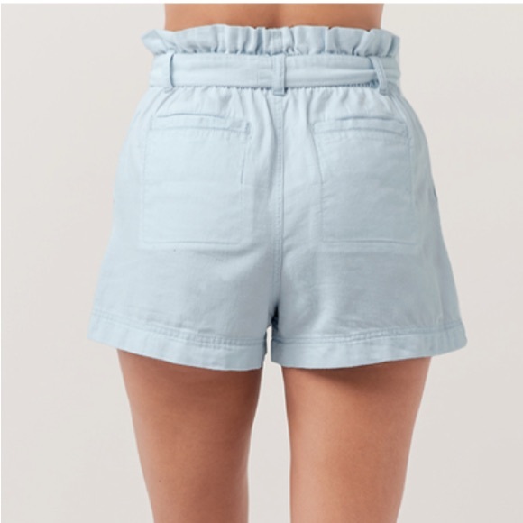 Pact Denim Chambray Light Blue Paper Bag Shorts Sz S - Picture 3 of 6